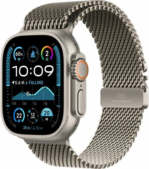 שעון חכם Apple Watch Ultra 2 49mm GPS + Cellular Natural / Black Titanium Case Titanium Milanese Loop